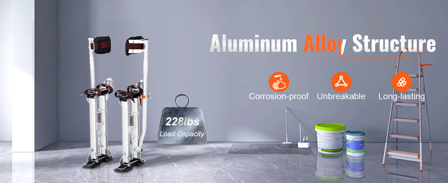 SucceBuy Pernas de Pau para Drywall 18''/36'' Ajustáveis em Alumínio com Joelheiras Protetoras e Antiderrapantes para Casa