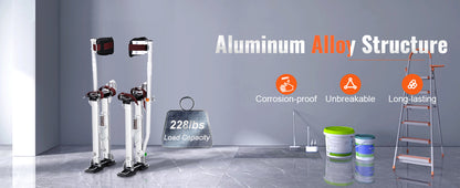 SucceBuy Pernas de Pau para Drywall 18''/36'' Ajustáveis em Alumínio com Joelheiras Protetoras e Antiderrapantes para Casa
