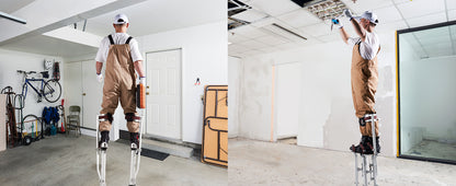 SucceBuy Pernas de Pau para Drywall 18''/36'' Ajustáveis em Alumínio com Joelheiras Protetoras e Antiderrapantes para Casa