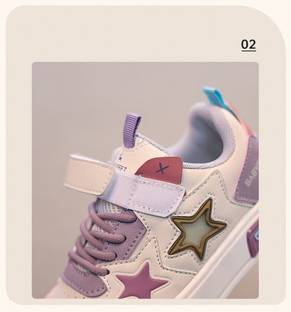 PU Leather Sport Shoes For Children 2025 Trend Fashion Teenager Girl's Sneakers Anti-slippery Kid's Tennis Shoes Running Shoes