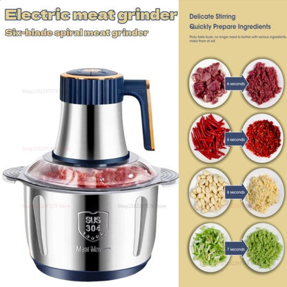 Moedor de Carne Elétrico Processador de Alimentos Aço Inoxidável 304 Multiuso Picador de Legumes Liquidificador de Papinha de Bebê Utensílio de Cozinha