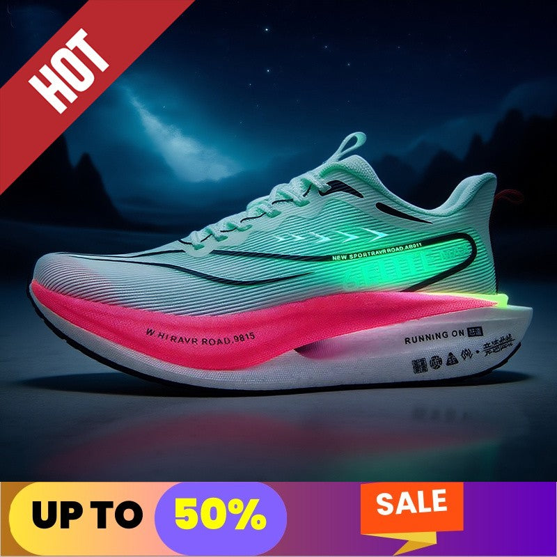 Fluorescence Running Shoes CarbonBoard Marathon Men Sports Breathable Women's Comfortable Athletic Casual Sneakers WearResistant