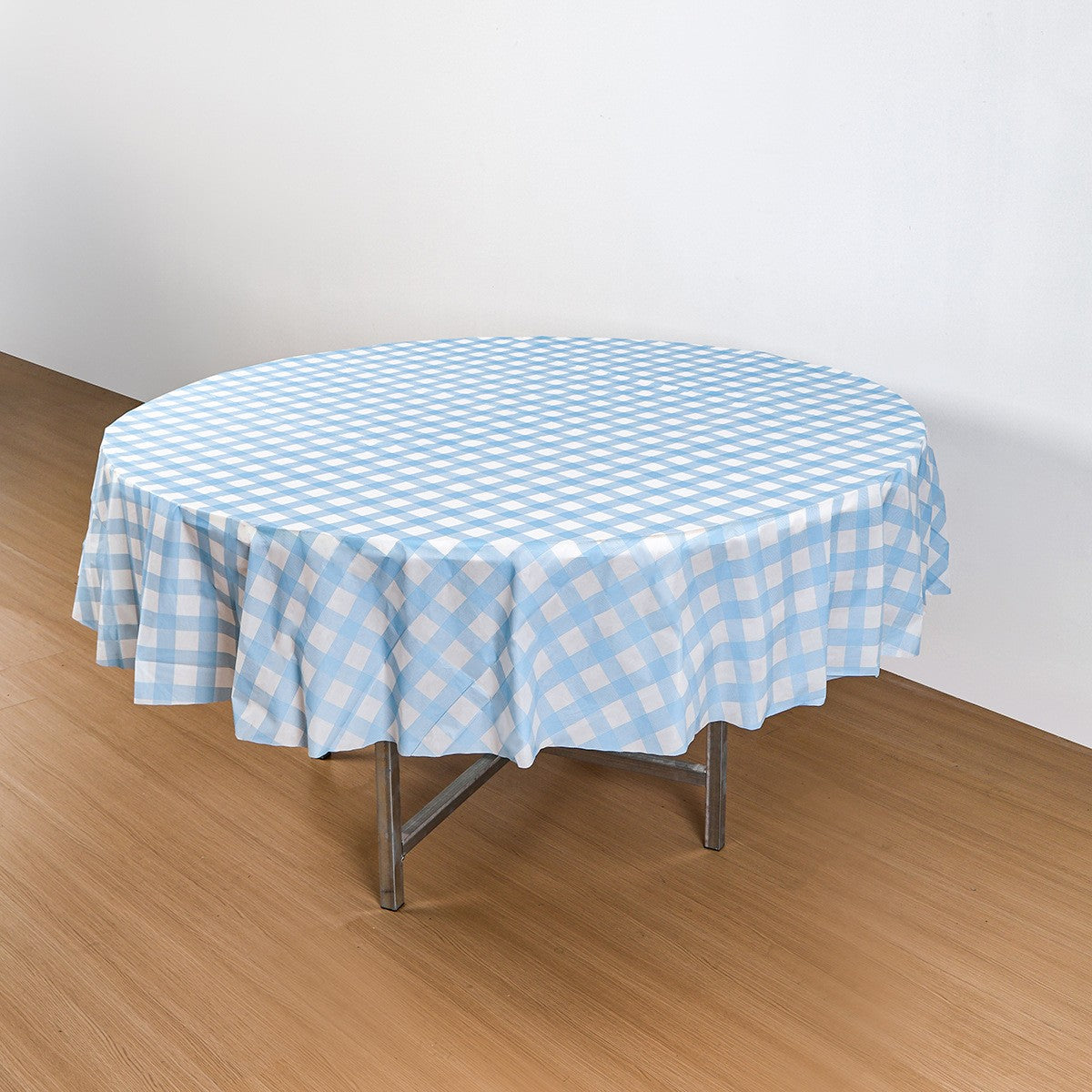 1/4pcs 213cm/83.86in Disposable Tablecloth Reusable Round Tablecloth Wrinkle-Free Waterproof Gingham Tablecloth Family Gathering