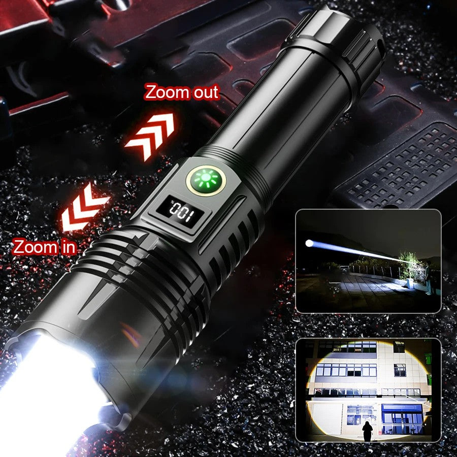 990000LM Most Powerful Flashlight Type-c Recharge 3000M Spotlight Tactical Flash Light 5000mAh High Power Led Flashlights Torch