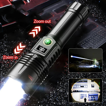 990000LM Most Powerful Flashlight Type-c Recharge 3000M Spotlight Tactical Flash Light 5000mAh High Power Led Flashlights Torch