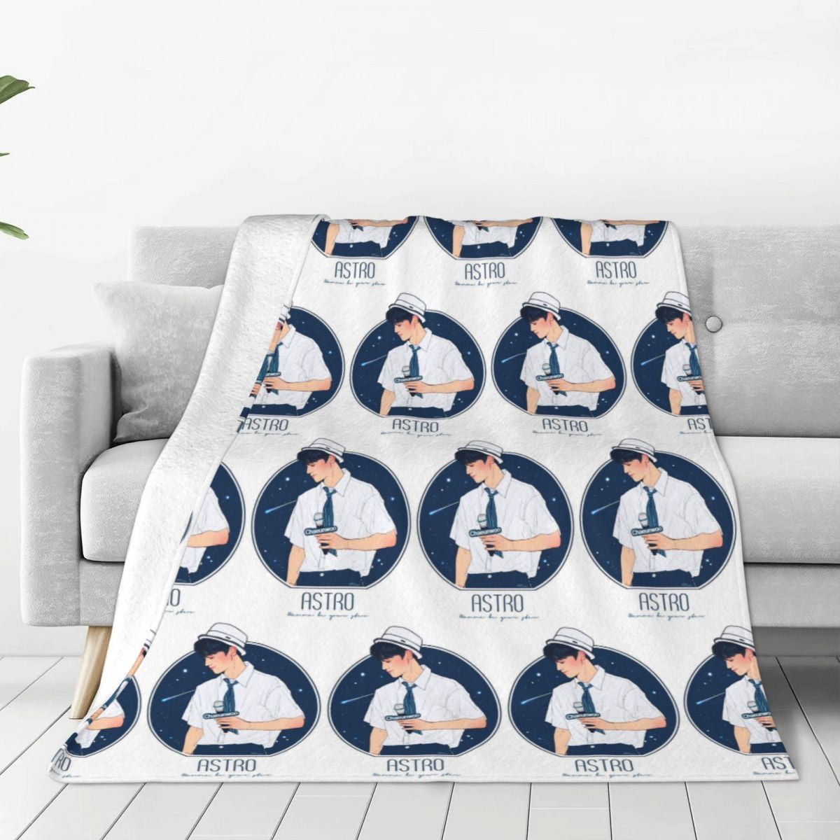 Cha EunWoo Kpop Astro Blankets Soft Warm Flannel Throw Blanket Cover for Bed Living room Picnic Travel Home Sofa