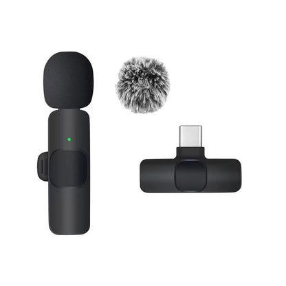 Microfone de Lapela Sem Fio Basix Gravação de Áudio Mini Microfone de Lã Substituível à Prova de Vento para iPhone 16 Gravar Vlog YouTube