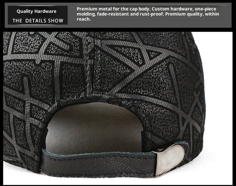 Classic Genuine Sheep Leather Baseball Cap for Men Adjustable Lightweight Breathable for Spring/Autumn