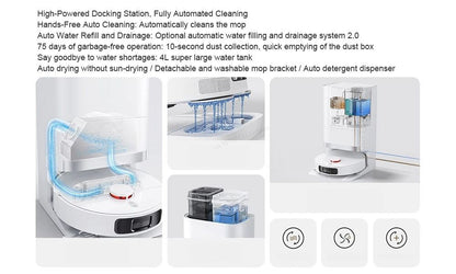 XIAOMI MIJIA Smart OMNI Robot 2 Vacuum Cleaners Mop Collection Self Cleaning Doc Empty Dust 75 Days of Continuous Garbage Collec