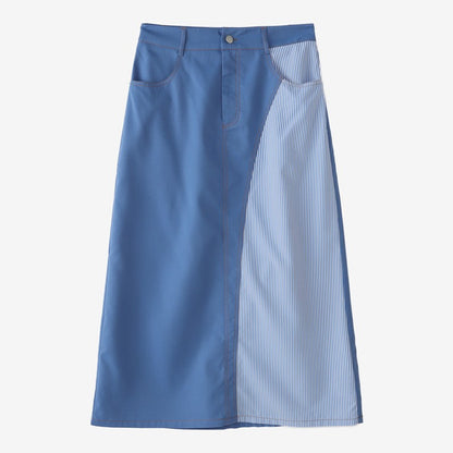 ZANZEA Women Plus Size Skirts High Waist Denim Striped Long Skirt Casual Vintage Big Size Skirt Summer Pockets Fashion Bottoms