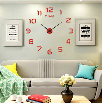 Large 3D DIY Wall Clock Giant Acrylic Mirror Clocks Frameless Big Horloge Home Decoration for Living Room Bedroom Wall Decor
