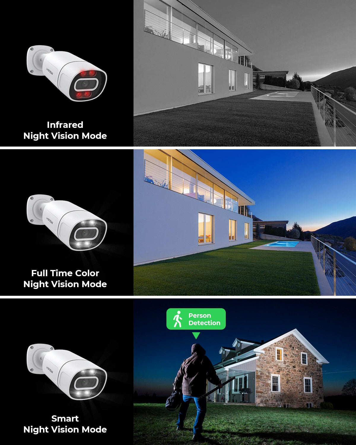 H.View 5Mp 8Mp 4K Ip Camera Poe Ai Face Detection  Cctv Security Cameras H.265 Outdoor Audio Video Surveillance onvif xmeye