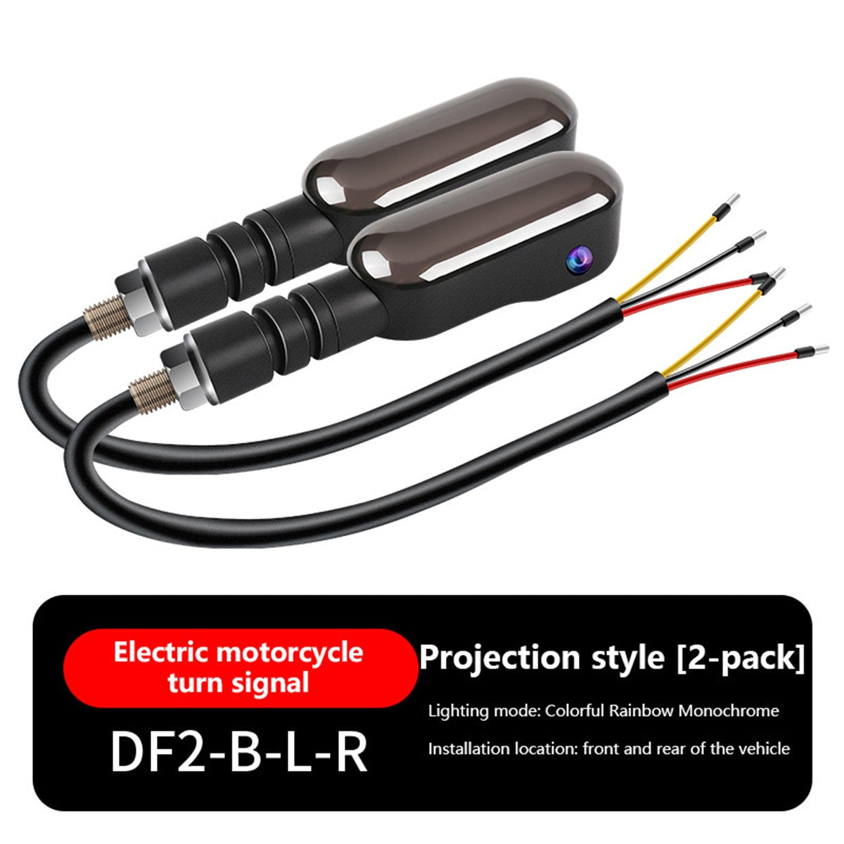 1Pair Motorcycle LED Underbody Turn Signal Light Colorful 12V Sequential Flowing Flash Indicator Lights Tail Lamp Projector Lamp