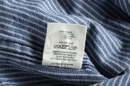 Yarn-dyed striped fabric washed to make old vintage cargo denim shirt for men European and American fashion casual shirt coat
