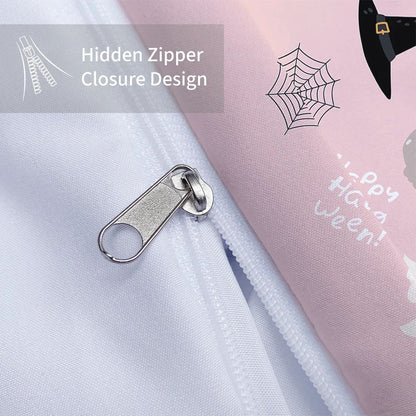 3-piece down duvet cover with Halloween theme cute ghost pattern print (1 duvet cover+2 pillowcases, no core) bedding set