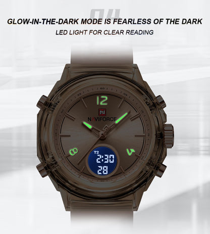 NAVIFORCE Top Brand Women's Watch Outdoor Sports Waterproof Watches Dual Time Display Quartz Wristwatches Rubber Digital Clock