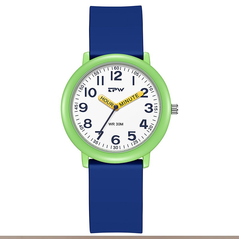 TPW Learning Watch Colorful Dial Cute Watch For Young Ladies Rubber Strap Luminous Hands