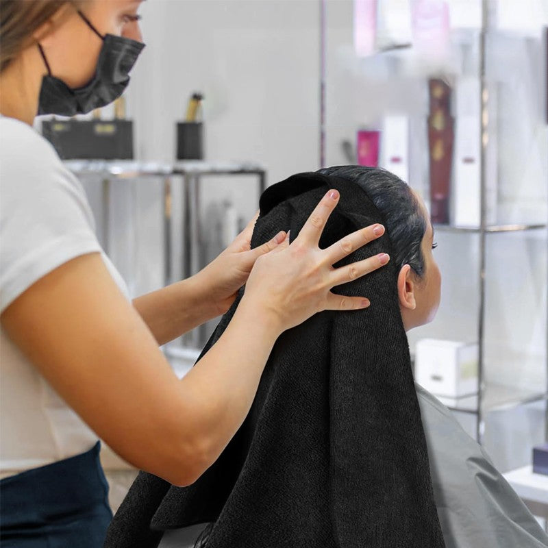 Black Microfiber Salon Hair Drying Towel Guest Used Hand Towels Hair Stylist Spa Bath Hair Drying Towel Cleaning Towel