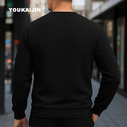 Men's Crew Neck Sweatshirts Solid Color  Long Sleeve Large Sweatwear Spring Autumn Outdoor Jogging Tops