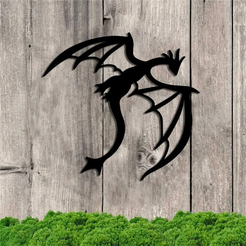 Dragon Metal Wall Art, Gift for Dragon Lovers, Room Decoration, Legend Cave Fantasy Art, Metal Mural Indoor and Outdoor Home Terrace Balcony Decoration,
