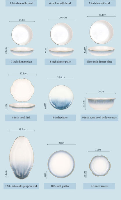 Conjunto de Tigelas de Cerâmica Louça de Osso Porcelana Utensílios de Mesa Combinação de Talheres para Casa Louça de Cerâmica de Alta Qualidade Pratos de Cerâmica Conjuntos de Jantar