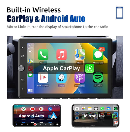 ESSGOO 10,4" Tela de Toque Rotativa IPS 1 Din Rádio Estéreo Multimídia Automotivo Sem Fio Apple CarPlay e Android Auto SWC FM