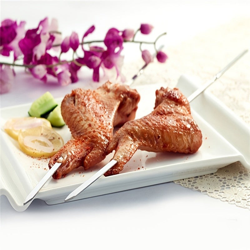 10Pcs Stainless Steel Barbecue Skewer Reusable BBQ Skewers Kebab Iron Stick For Outdoor Camping Picnic Tools Cooking Tools