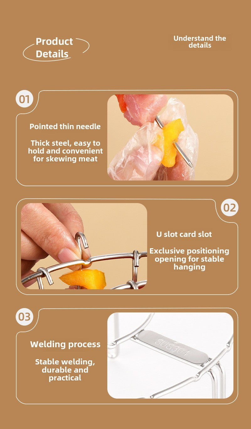 12/24/48 Skewers  Air Fryer Stainless Steel Grill Vertical Skewer Hanging Oven Kebab Rack Kebab Holder Kitchen Gadgets Grill