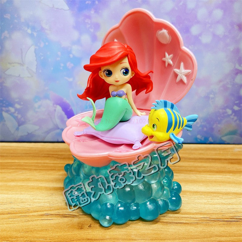 Bandai Disney A Pequena Sereia Anime Qposket Personagens Ariel Linha Glitter Boneco de Ação Modelo Colecionável Brinquedos Presente de Aniversário