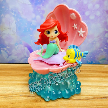 Bandai Disney A Pequena Sereia Anime Qposket Personagens Ariel Linha Glitter Boneco de Ação Modelo Colecionável Brinquedos Presente de Aniversário