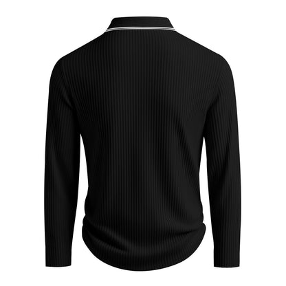 Spring And Autumn New Men's Striped Long Sleeve Polo Shirt Slim Fit Collar Multi Color Business And Leisure Versatile Men's Top