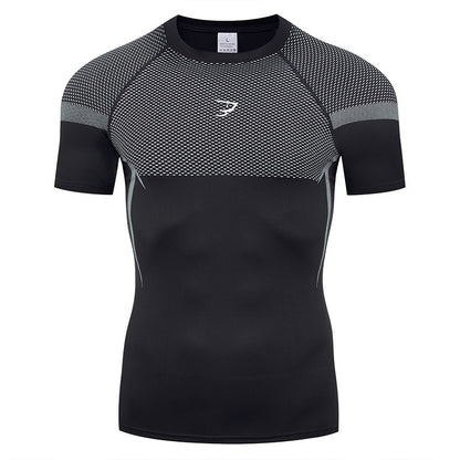 Men's Gym Compression Running Shirt Tight Short Sleeve Sports T-Shirt Fitness Training Workout Breathable Homme Athletic Shirt