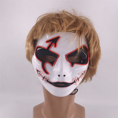 LED Hand-painted Mask Halloween Carnival Masquerade Cosplay Horror Accessory Men's Mask Weird Face Mask Glowing Mascara Disfraz