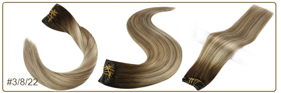 Full Shine PU Clip Hair Extensions Cabelo Humano Remy 100g Extensões Invisíveis Sem Costura de Cabelo Humano Clip-In Cor Balayage Loiro
