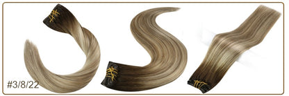 Full Shine PU Clip Hair Extensions Cabelo Humano Remy 100g Extensões Invisíveis Sem Costura de Cabelo Humano Clip-In Cor Balayage Loiro