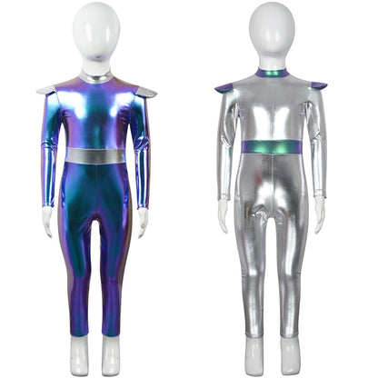 Cyber Alien Laser Reflective Alien Cosplay Dress, Adult and Children's Party Outfit, Including Tentacle Headpiece