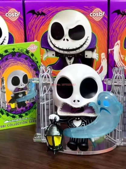 Em estoque O Pesadelo Antes do Natal Versão Q Jack Skellington Rei Abóbora Mini Bonecos de Ação Fofos Brinquedo Gótico de Halloween