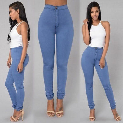 Hot Women Pencil Stretch Slim Denim Skinny Jeans Pants High Waist Jeans Trousers