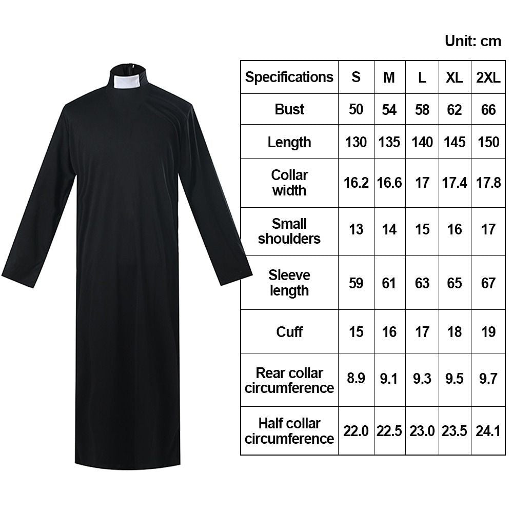 Higih Quality Adult Size Father's Clothing Virgin Mary Black Cosplay Costume Priest Role Nun Costume Cosplay Events