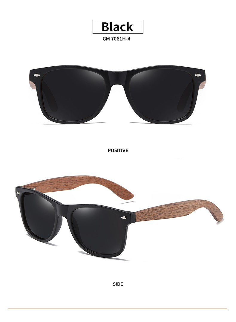 Óculos de Sol GM Ecológicos de Madeira de Nogueira Retrô UV400 Polarizados de Bambu Masculino Moderno Lente Anti-Azul 7061h