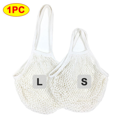 Silicone World 1PC Portable Reusable Grocery Mesh Bag Cotton Shopping Mesh Bags Handheld Shoulder Back Fruit Vegetable Net Bag