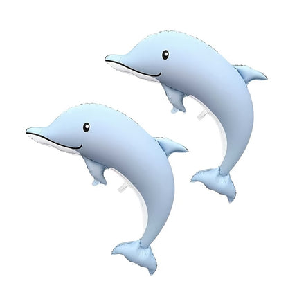 2pcs 46-inch Matte Big Dolphin Aluminum Foil Balloons, Birthday Party Decoration, Room Background Wall Decoration