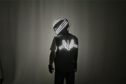 LED Robot Suit Stage Dance Costumes, Light Up Jacket, Strobe Luminous Clothing, Christmas and Halloween Party