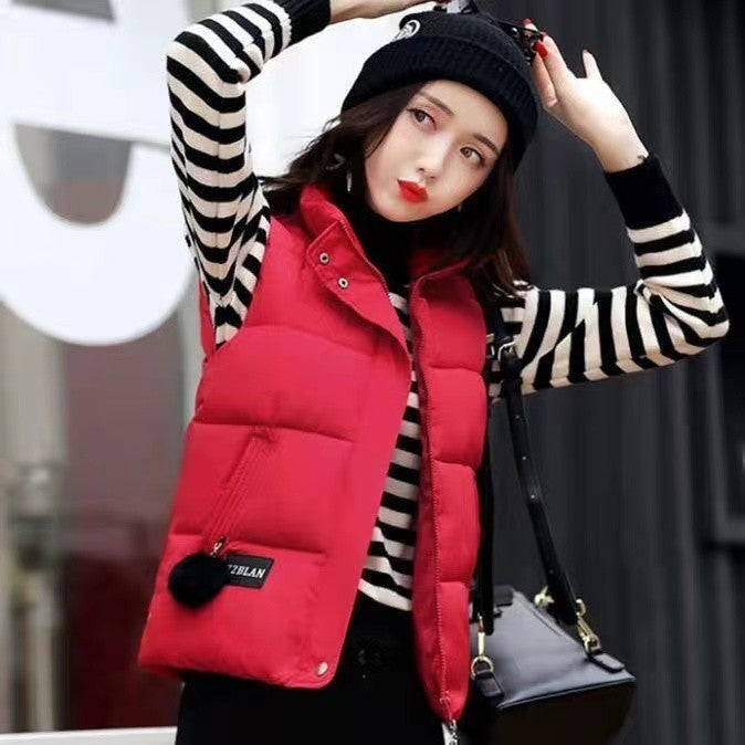 2024 New Autumn Winter Solid Loose Vest Women Down Cotton Vest Female Warm Sleeveless Short Coat Jacket Windproof Warm Waistcoat