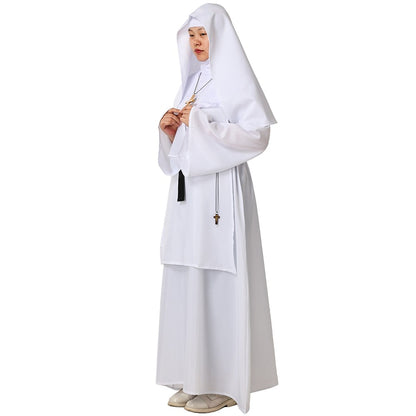 Nun Dress Halloween Costume for Women Scary Cosplay Mary Priest Dresses