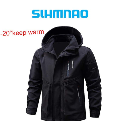 Conjunto de Pesca Masculino de Inverno 2025 Novo Impermeável e Quente Engrossado, Calça de Neve de Algodão, Conjunto Quente de Montanhismo à Prova de Vento