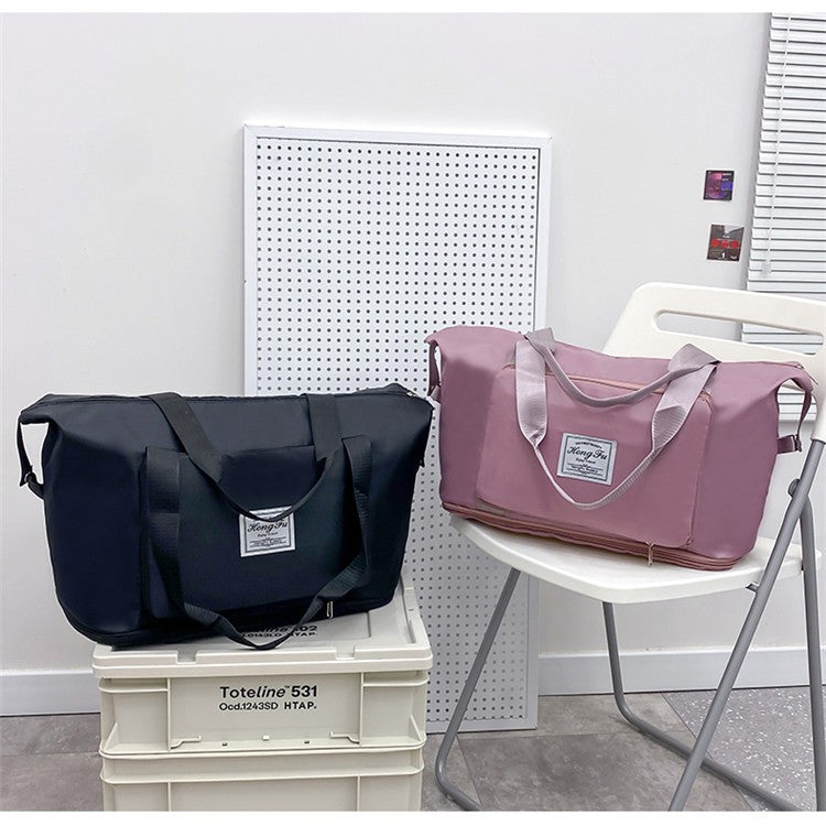 Double-layer expandable large-capacity luggage bag, new multi-functional foldable portable gym bag, sports travel bag-tan