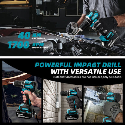 Furadeira de Impacto Parafusadeira Makita DDF487 18V a Bateria com Motor Brushless e Velocidade Variável Ferramentas Elétricas de Impacto