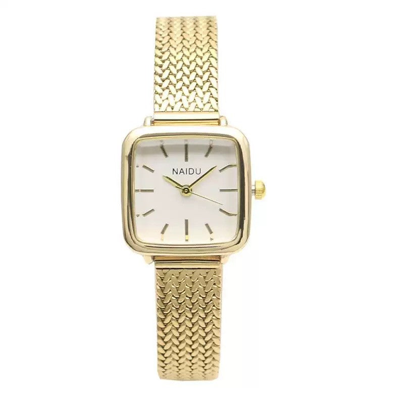 Ladies Small Square Watch Stainless Steel Strap Literary Fashion Retro Quartz Watch