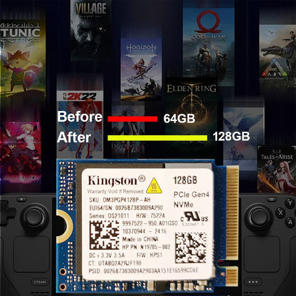 Kingston SSD NVMe M.2 2230 PCIe Gen 4.0x4 1.4 de 128GB (OM3PGP4128P-AH)? Compatível com Steam Deck Surface Ally Mini PCs